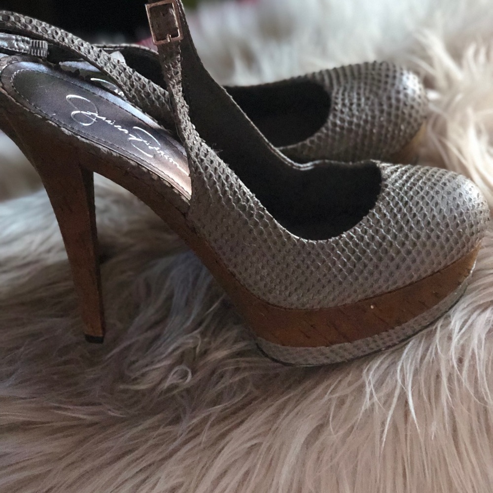 Closed toe platform sling backs